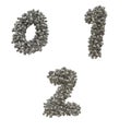 Crushed aluminium can capital letter alphabet - digits 0-2 Royalty Free Stock Photo