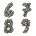 Crushed aluminium can capital letter alphabet - digits 6-9 Royalty Free Stock Photo
