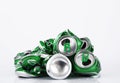 Crushed aluminum can in white background Royalty Free Stock Photo