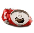 Crushed aluminum can in white background