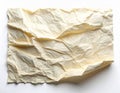 Crushed Beige Paper Texture with Shadows and Highlights on White Background Royalty Free Stock Photo
