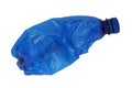 Crushed blue plastic bottle