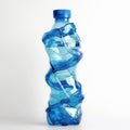Crushed Blue Plastic Bottle on White Background Royalty Free Stock Photo