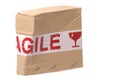 Crushed Box with Fragile Tape Royalty Free Stock Photo