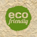 Crushed Brown Paper With Eco Green Label Royalty Free Stock Photo