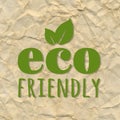 Crushed Brown Paper With Ecology Green Label Royalty Free Stock Photo