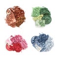 Crushed color eyeshadows on white background. Top view Royalty Free Stock Photo