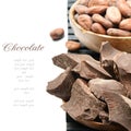 Crushed dark chocolate with cocoa beans Royalty Free Stock Photo