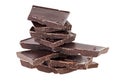 Crushed dark chocolate pieces on white background Royalty Free Stock Photo