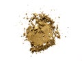 Crushed eyeshadow, bronzer isolated on white background. Gold shade face powder swatch. Makeup product sample Royalty Free Stock Photo