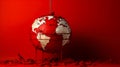 Crushed Globe on Red Background A Symbol of Permacrisis A photo of a crushed globe on a red background symbolizing the Royalty Free Stock Photo