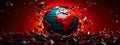 Crushed Globe Symbolizing Permacrisis on Red Background Royalty Free Stock Photo