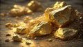Crushed Gold Texture with an Uneven Surface and Shimmering Highlights Royalty Free Stock Photo