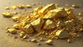 Crushed Gold Texture with an Uneven Surface and Shimmering Highlights Royalty Free Stock Photo