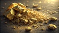 Crushed Gold Texture with an Uneven Surface and Shimmering Highlights Royalty Free Stock Photo
