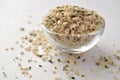 Crushed Hemp hearts or seeds - natural and nutritious dietary supplement suitable for vegans