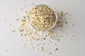 Crushed Hemp hearts or seeds - natural and nutritious dietary supplement suitable for vegans Royalty Free Stock Photo