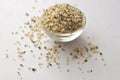 Crushed Hemp hearts or seeds - natural and nutritious dietary supplement suitable for vegans Royalty Free Stock Photo