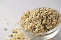 Crushed Hemp hearts or seeds - natural and nutritious dietary supplement suitable for vegans Royalty Free Stock Photo