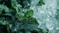 crushed ice glimmering, mint leaves curling, sharp chill atmosphere. Royalty Free Stock Photo