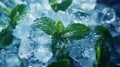 crushed ice glimmering, mint leaves curling, sharp chill atmosphere. Royalty Free Stock Photo