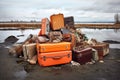 crushed luggage and personal belongings