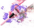 Crushed makeup on white background. The eye shadows Royalty Free Stock Photo