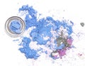 Crushed makeup on white background. The eye shadows Royalty Free Stock Photo