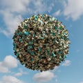 Crushed old metal cans forming sphere Royalty Free Stock Photo