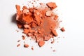Crushed orange blush eyeshadow broken make up Royalty Free Stock Photo