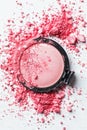 Crushed Pink Blush Makeup Powder Scatter on a White Background Royalty Free Stock Photo