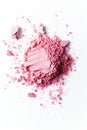 Crushed Pink Blush Makeup Powder Scatter on a White Background Royalty Free Stock Photo