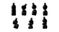 Crushed plastic bottles collection silhouette vector set showing different shapes and angles for recycling awareness Royalty Free Stock Photo