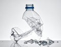 Crushed Plastic Water Bottle on White Background Waste & Recycling Concep generative ai Royalty Free Stock Photo