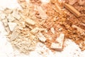 Crushed powder bronzer blush on white background Royalty Free Stock Photo