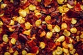 Crushed red chilli pepper macro background