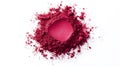 Crushed red pigment powder heap on white background for artistic makeup or creative design projects and visual comm Royalty Free Stock Photo
