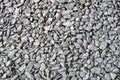 Crushed rock close up. Small rocks ground. Crushed stone road building material gravel texture. Small stone construction material