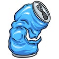 Crushed Soda Cola Steel Can Cartoon Illustration in Vector Used to Recycle or as Rubbish Thrown Away Royalty Free Stock Photo