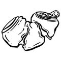 Crushed Soda Cola Steel Can Cartoon Illustration in Vector Used to Recycle or as Rubbish Thrown Away