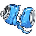 Crushed Soda Cola Steel Can Cartoon Illustration in Vector Used to Recycle or as Rubbish Thrown Away Royalty Free Stock Photo