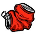 Crushed Soda Cola Tin or Aluminium Can Cartoon Logo Mascot