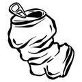 Crushed Soda Cola Tin or Aluminium Can Cartoon Logo Mascot