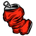 Crushed Soda Cola Tin or Aluminium Can Cartoon Logo Mascot