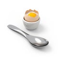 Crushed soft-boiled egg witch spoon in front