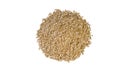 Crushed spelt heap isolated on white background. nutrition. natural food ingredient.top view