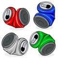 Crushed tin cans of soda drinks. Vector illustration