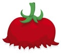 Front view of a crushed tomato over white background, Vector illustration