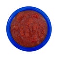 Crushed Tomatoes With Jalapeno Peppers In Bowl Top View Royalty Free Stock Photo