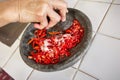 Crushing chillies Royalty Free Stock Photo
